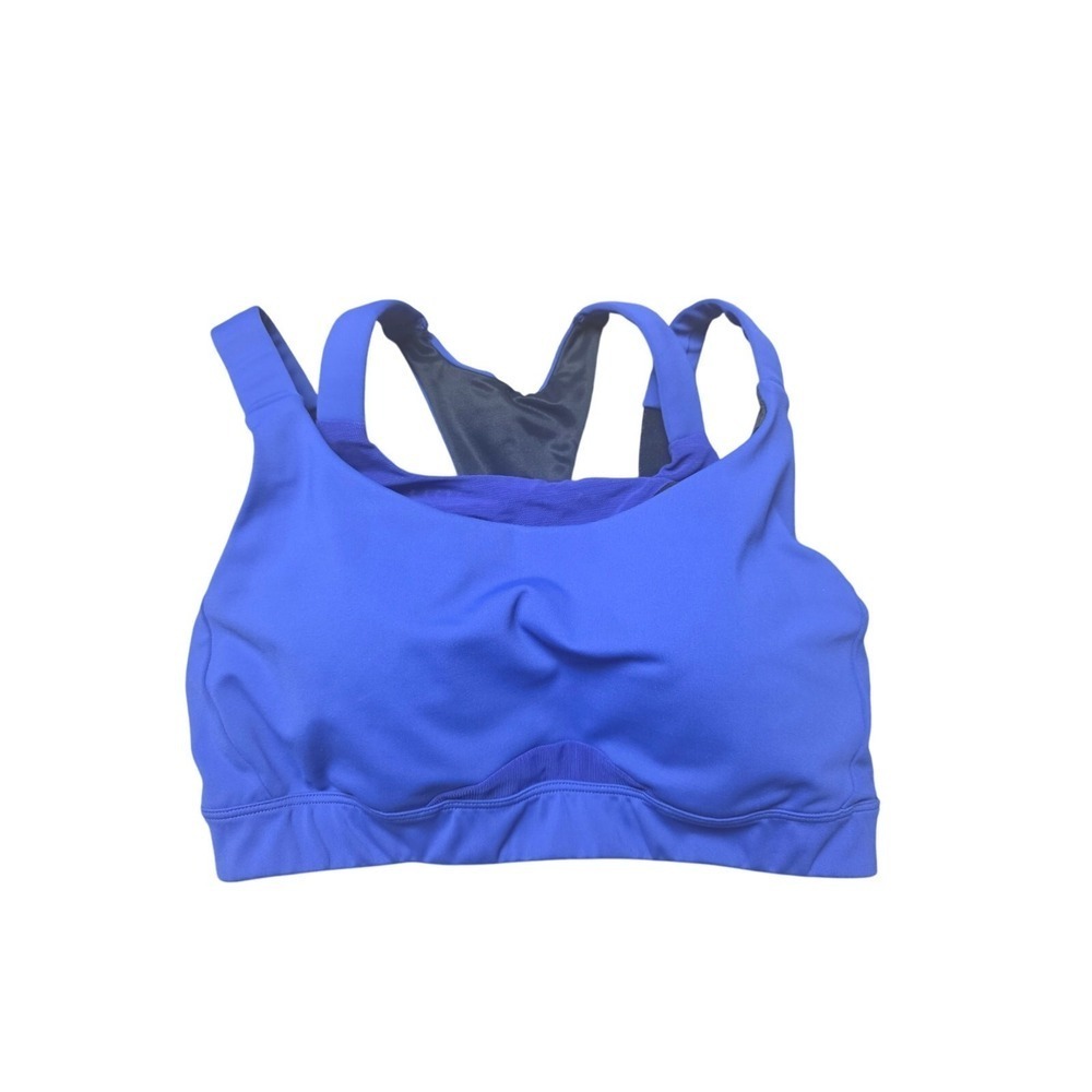 Oiselle Full Coverage Bra 36C Womens Padded Wireless Blue Black Adjustable Strap